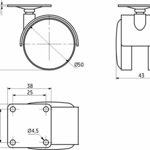 Furniture wheel plast. d50 with platform, gray AKS - Image 2