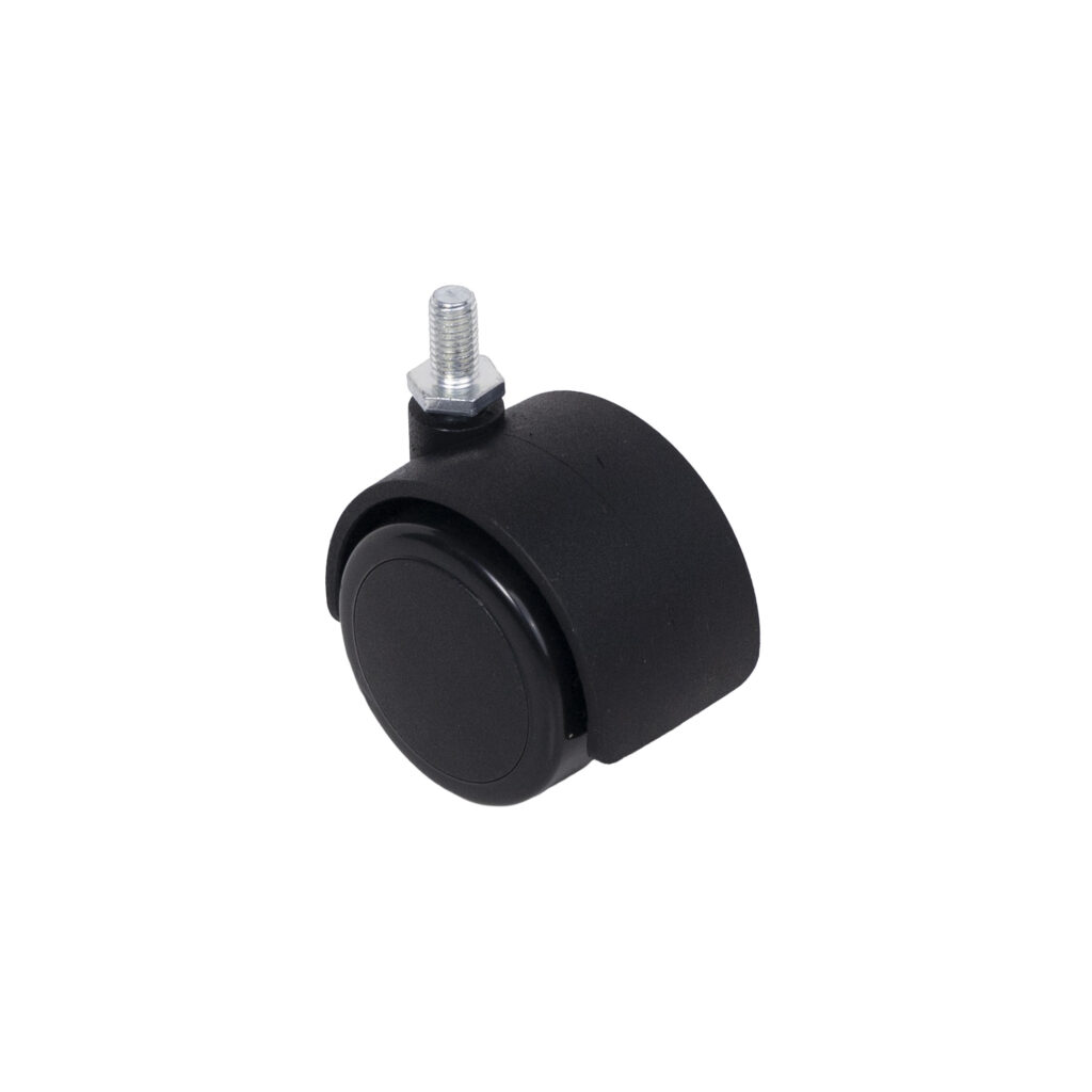 Furniture wheel plast. FURNI d50 with M8 screw, black AKS