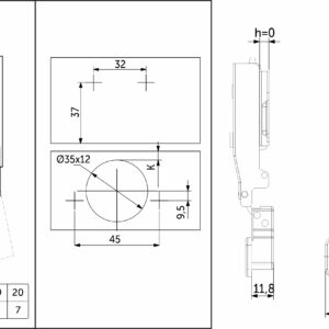 Overhead hinge with closer 45mm h0 clip-on PRIME by AKS (screws, plugs) for facades up to 28mm (pack = 2 pcs.) - Image 2