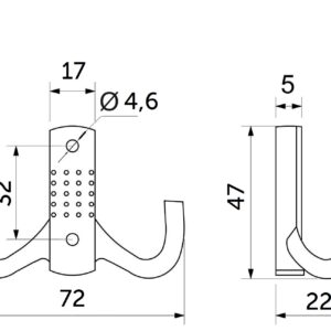 Furniture hook two-horn met. WP12 satin GRIDLI - Image 2