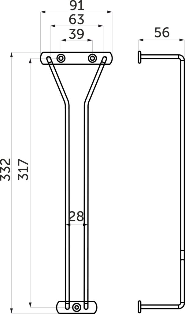 Hanging glass holder NORWIG single row, white AKS