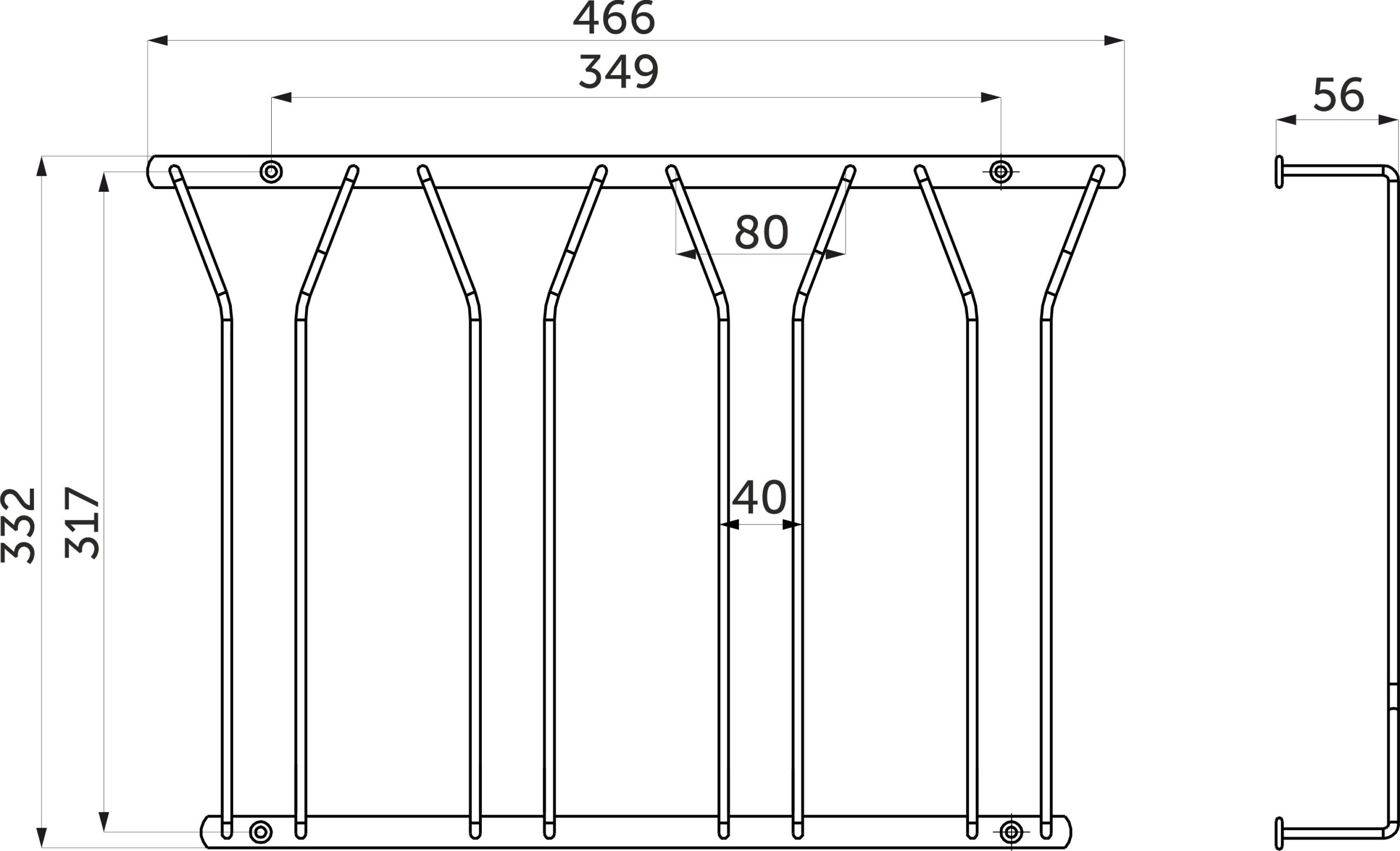 NORWIG four-row hanging glass holder, black AKS - Image 2
