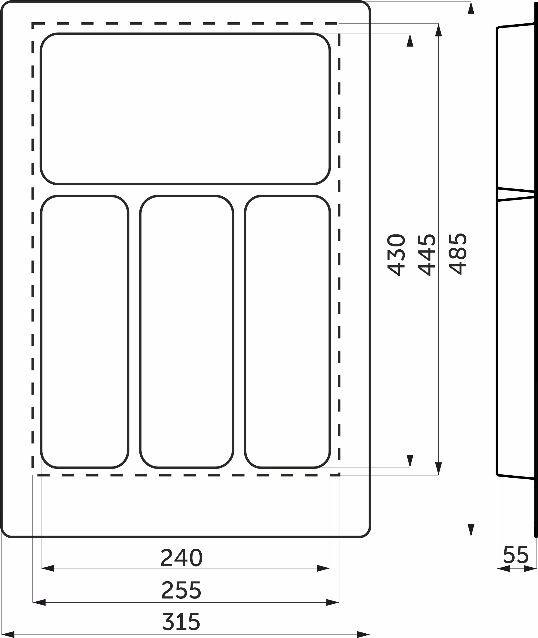 Лоток для столовых приборов 400 PIXEL 315*485, графит AKS - изображение 2