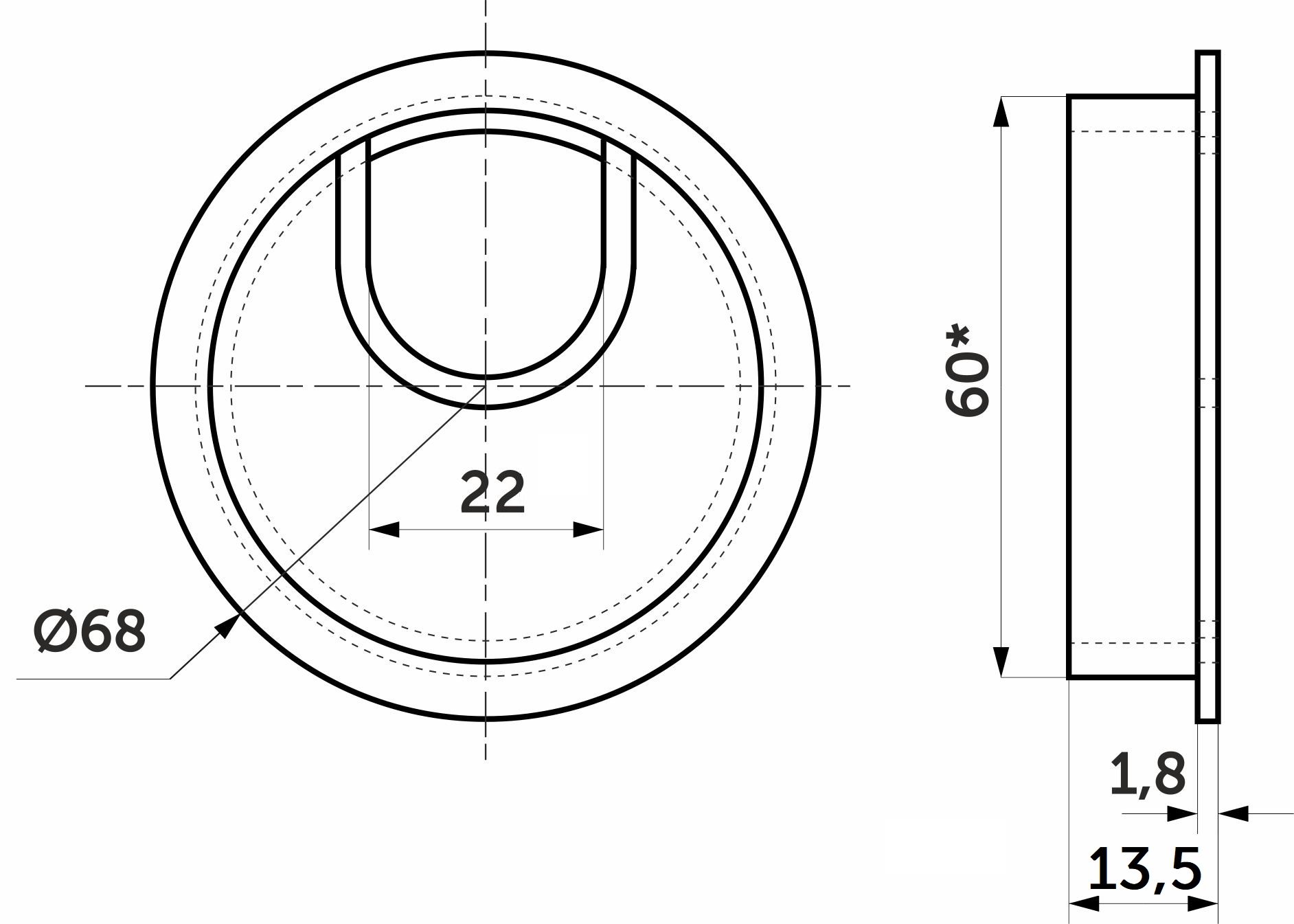 Metal cable pass D60mm satin AKS - Image 2