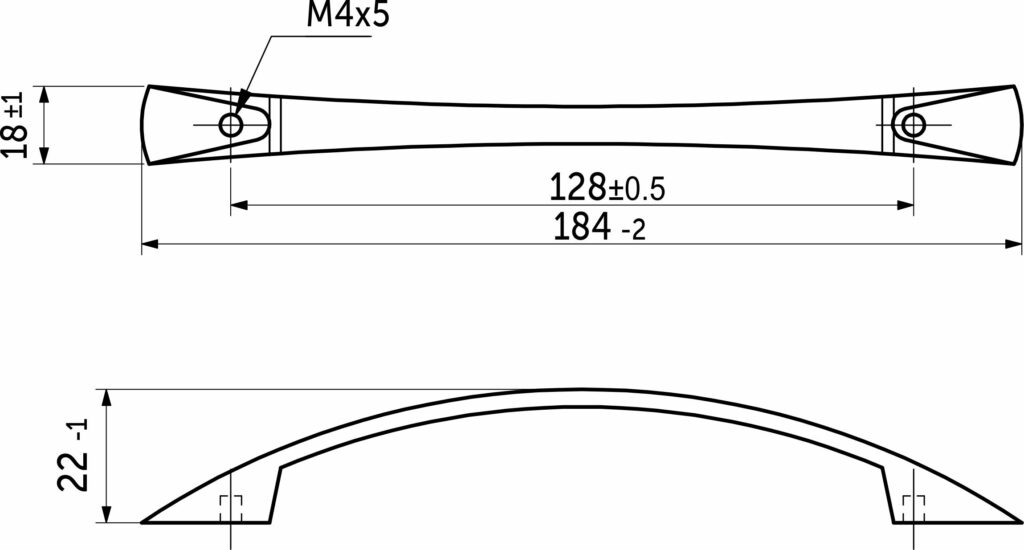 Furniture handle UN90-128/184, chrome