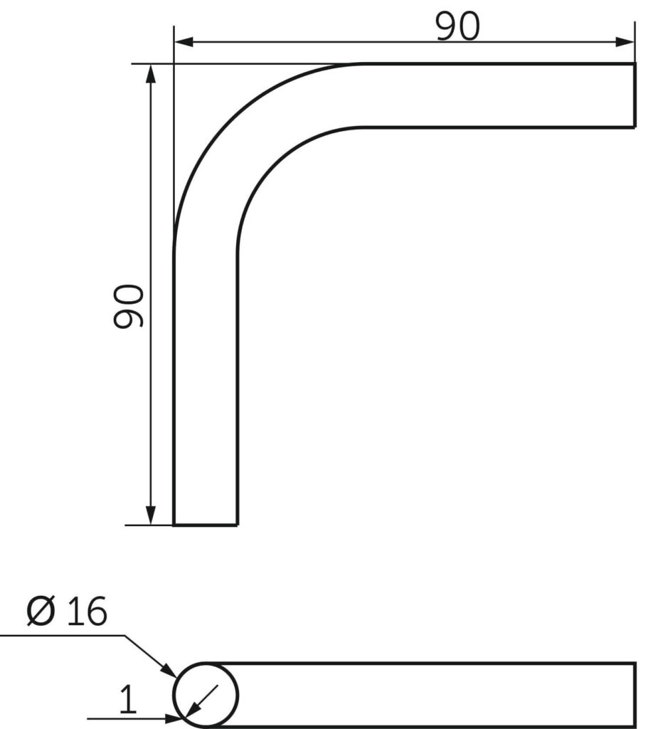 Pipe angle d16 90*, chrome AKS