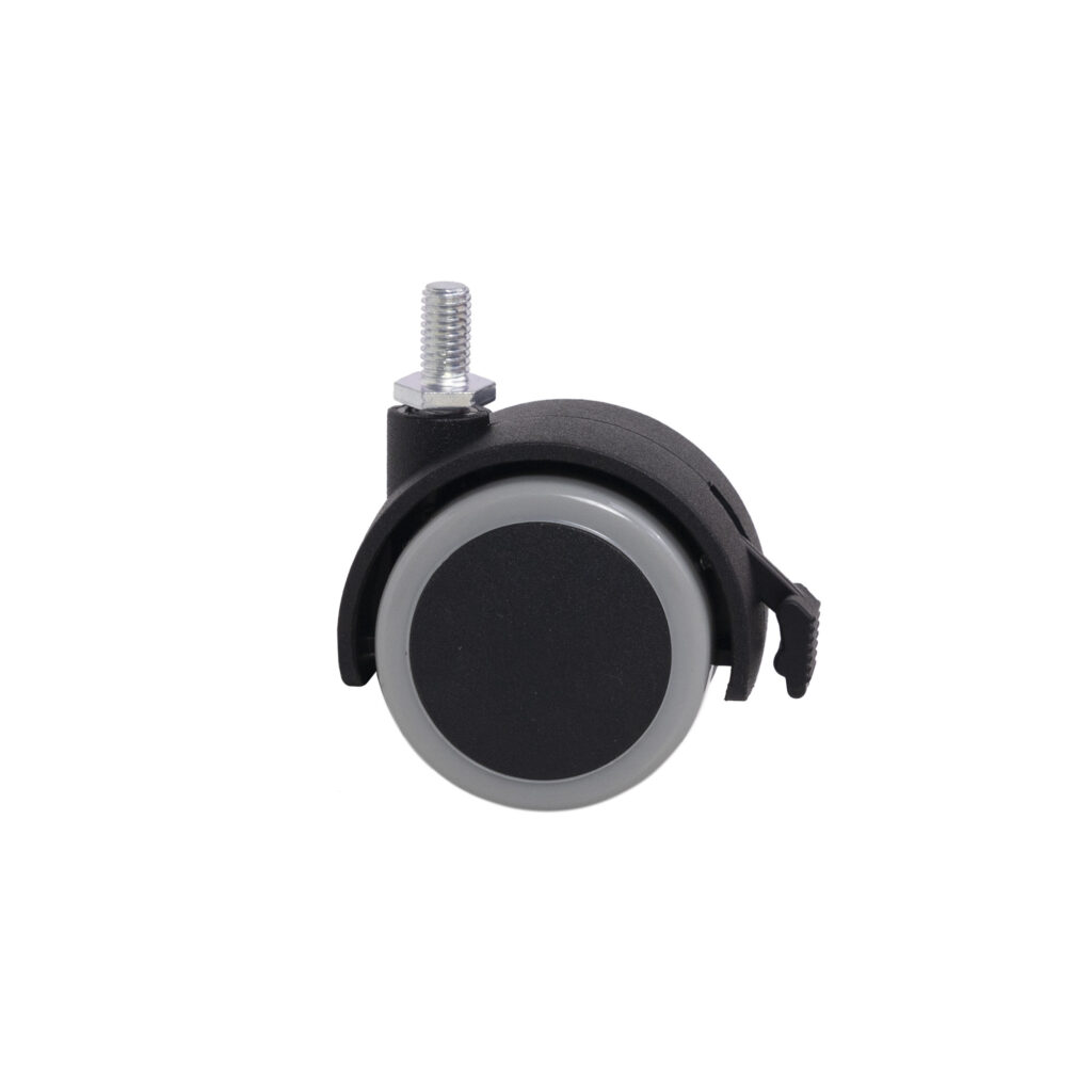 Furniture wheel plast. FURNI d50 with M8 screw with brake, black/gray AKS