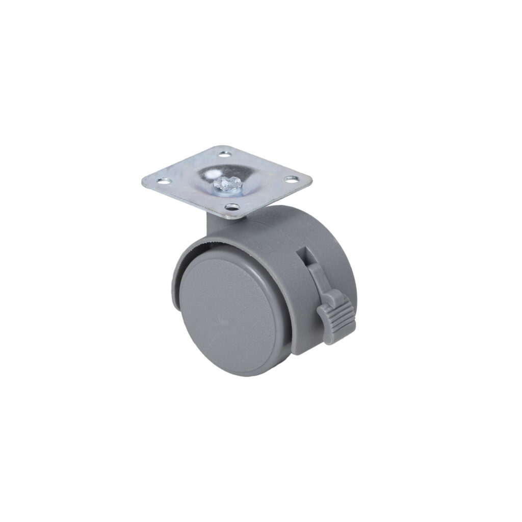 Furniture wheel plast. d40 with platform with brake, gray AKS