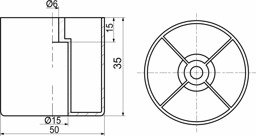 Furniture support plast. d50 h35 black RP