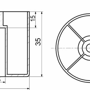 Furniture support plast. d50 h35 black RP - Image 2