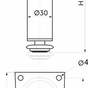 Furniture support meth D-150 h150 d30 with adjustable black matte AKS - Image 2