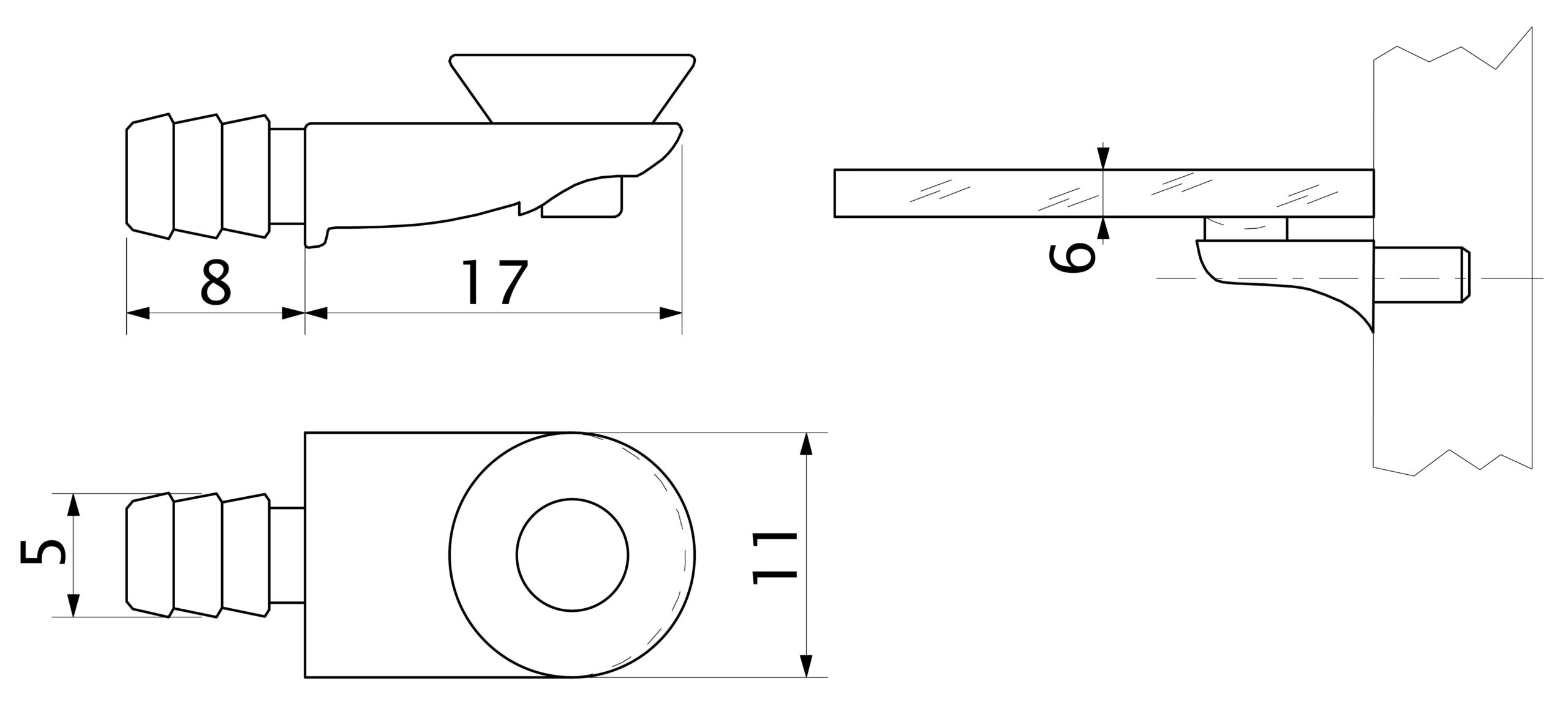 Shelf holder for glass met. L-003B chrome (1 pack = 1 thousand pieces) AKS - Image 2