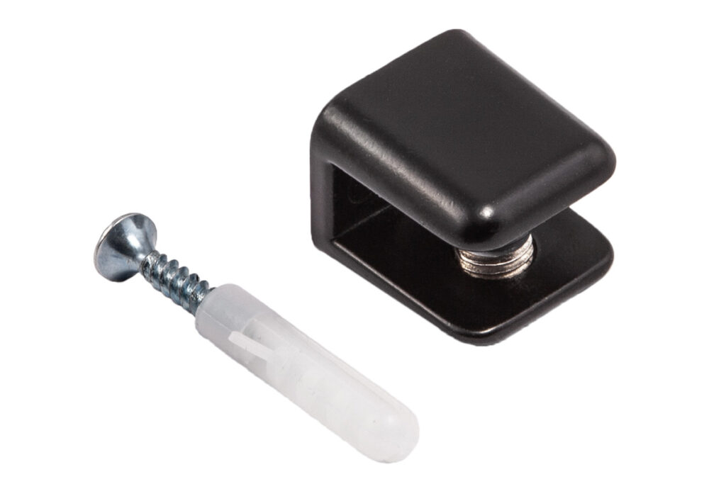 Shelf holder for glass met. AK104 (6-8mm) matte black (1 pack = 2 pcs.) AKS