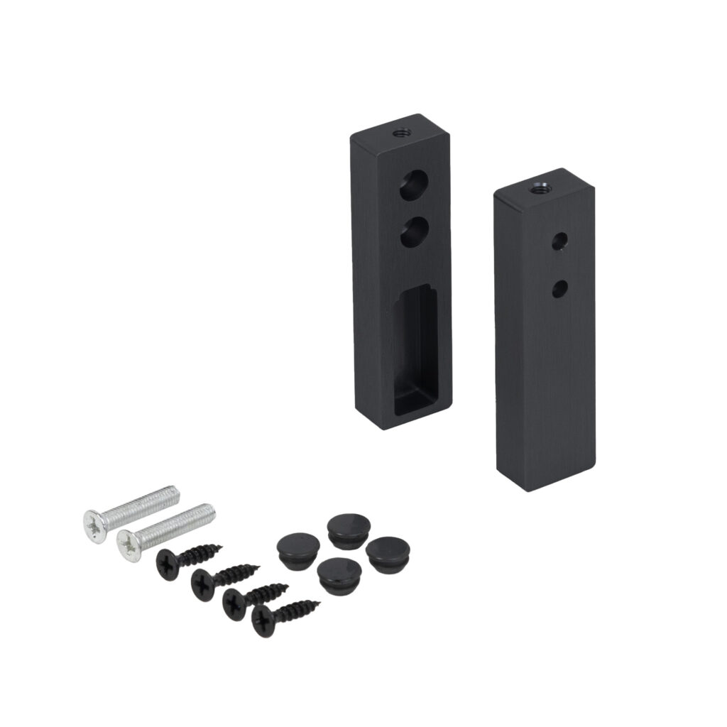 Rectangular wardrobe rod holder. FAME/1 end, black brush AKS