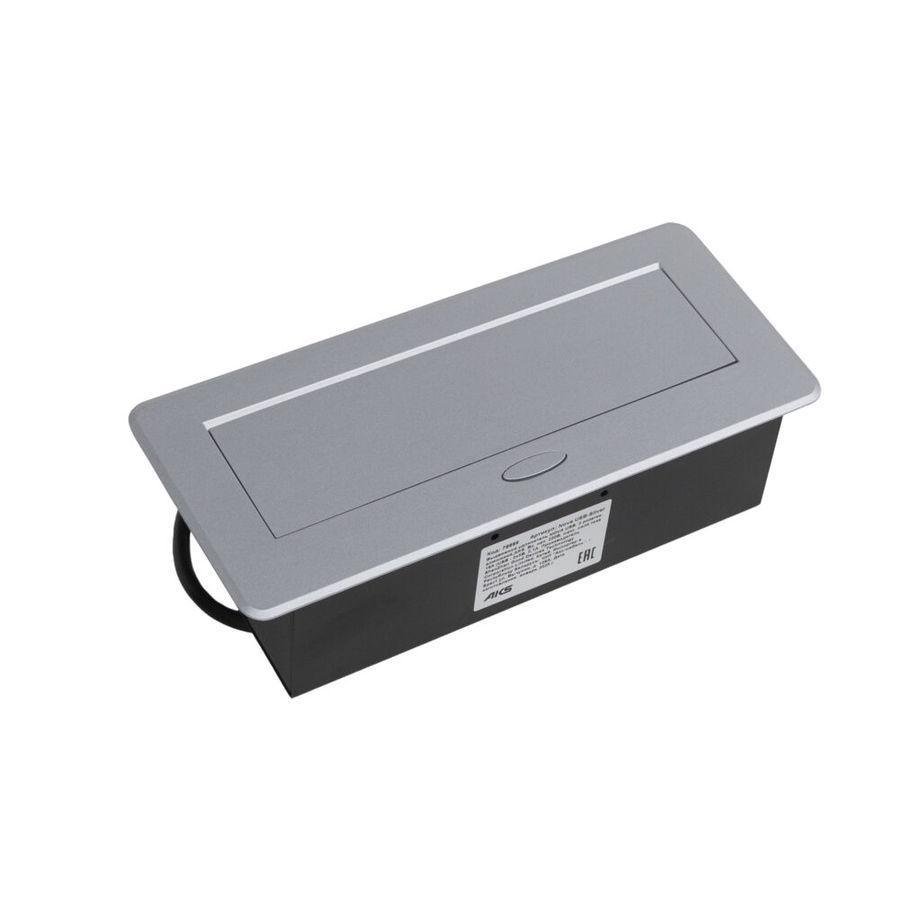 Выдвижной удлинитель Nova USB, 2 розетки, USB A + USB C, алюминий, AKS