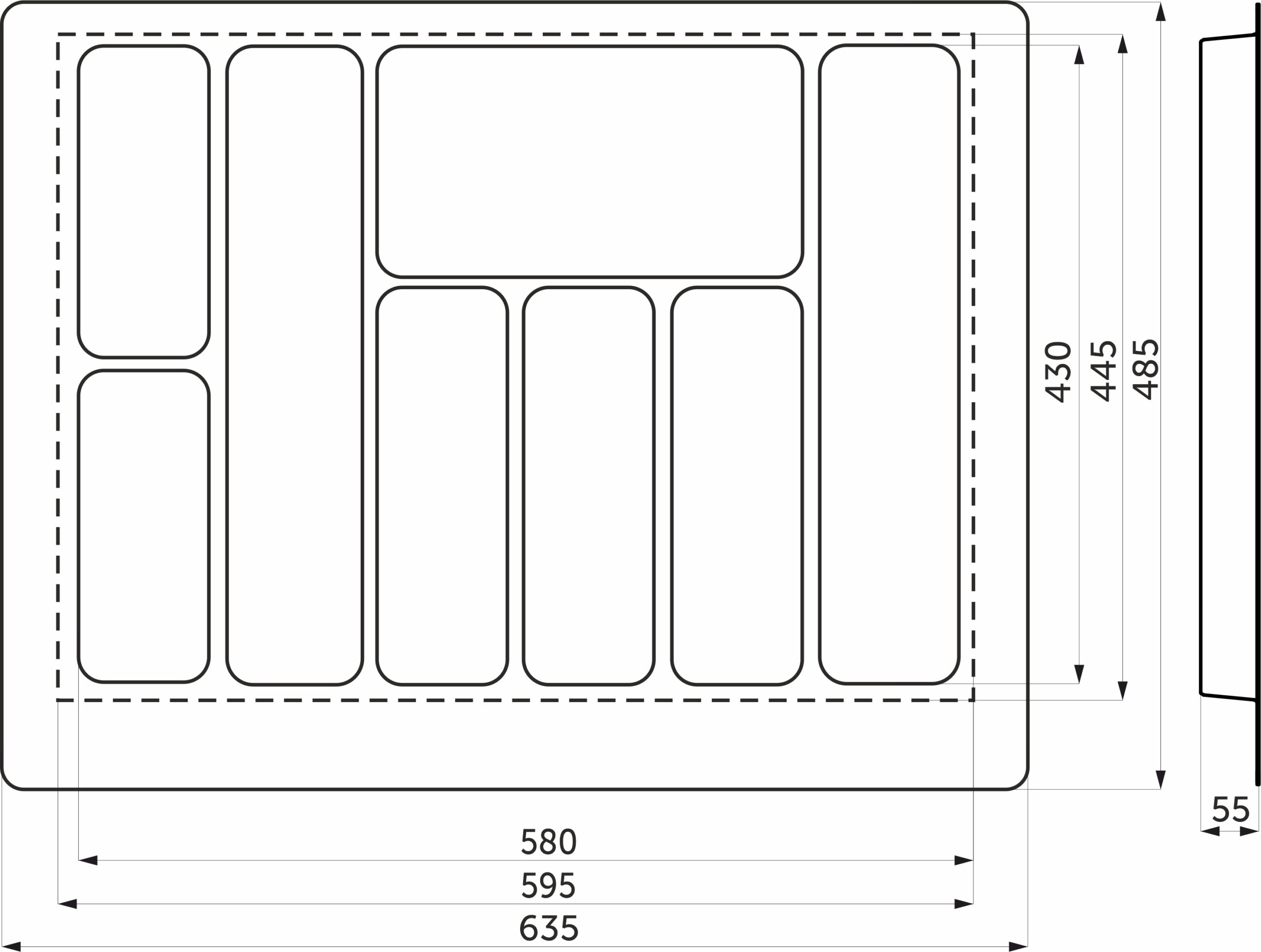 Лоток для столовых приборов 700 PIXEL 635*485, черный AKS - изображение 2