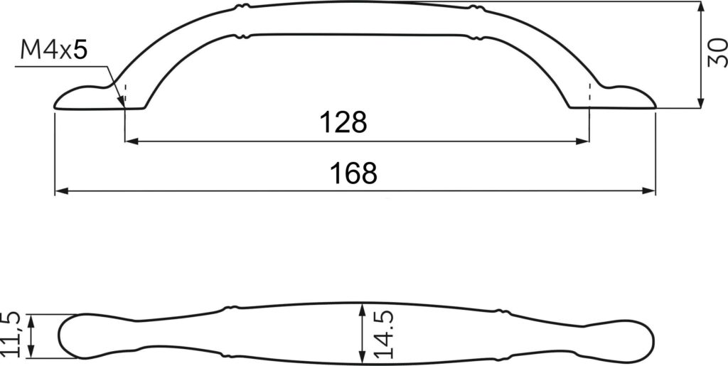 Furniture handle bracket met. AVRORA 128 antique nickel, AKS