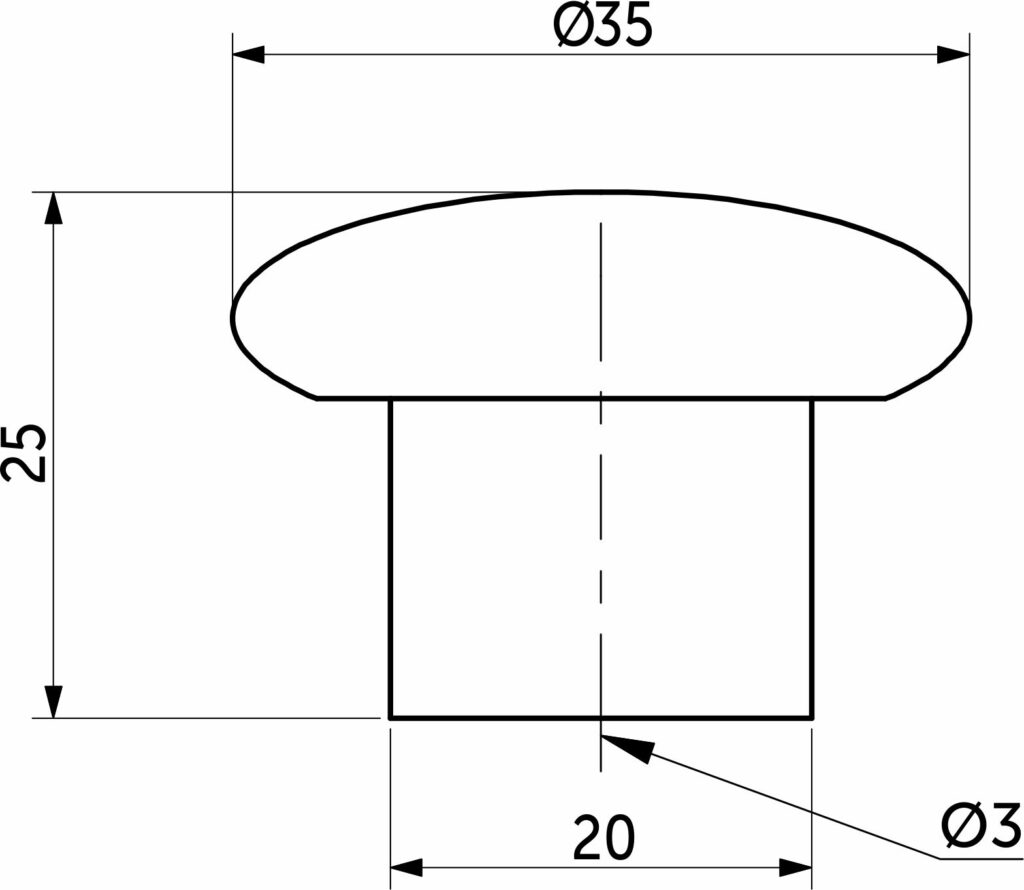 Furniture handle plastic button. PK01/K1 matte black AKS