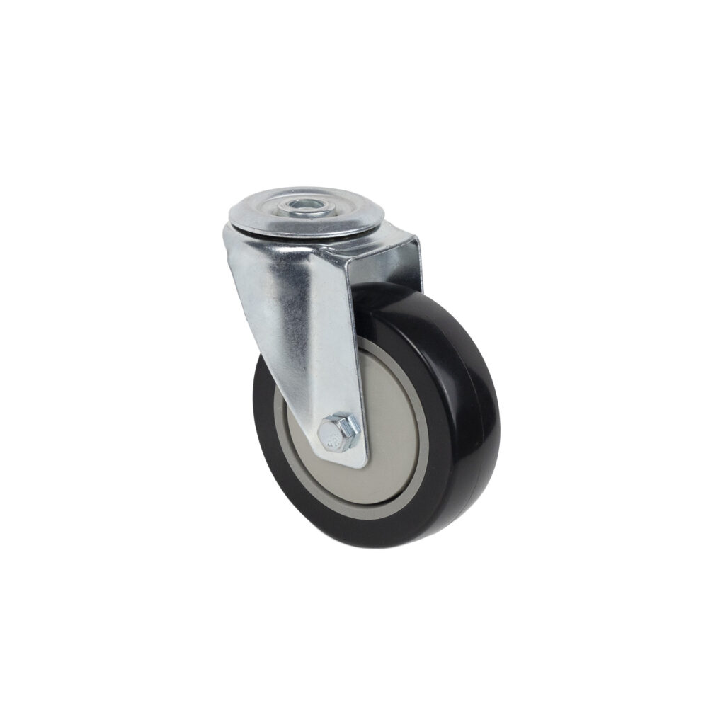 Furniture wheel DUTY d100 h130 for M12 screw, gray/black AKS