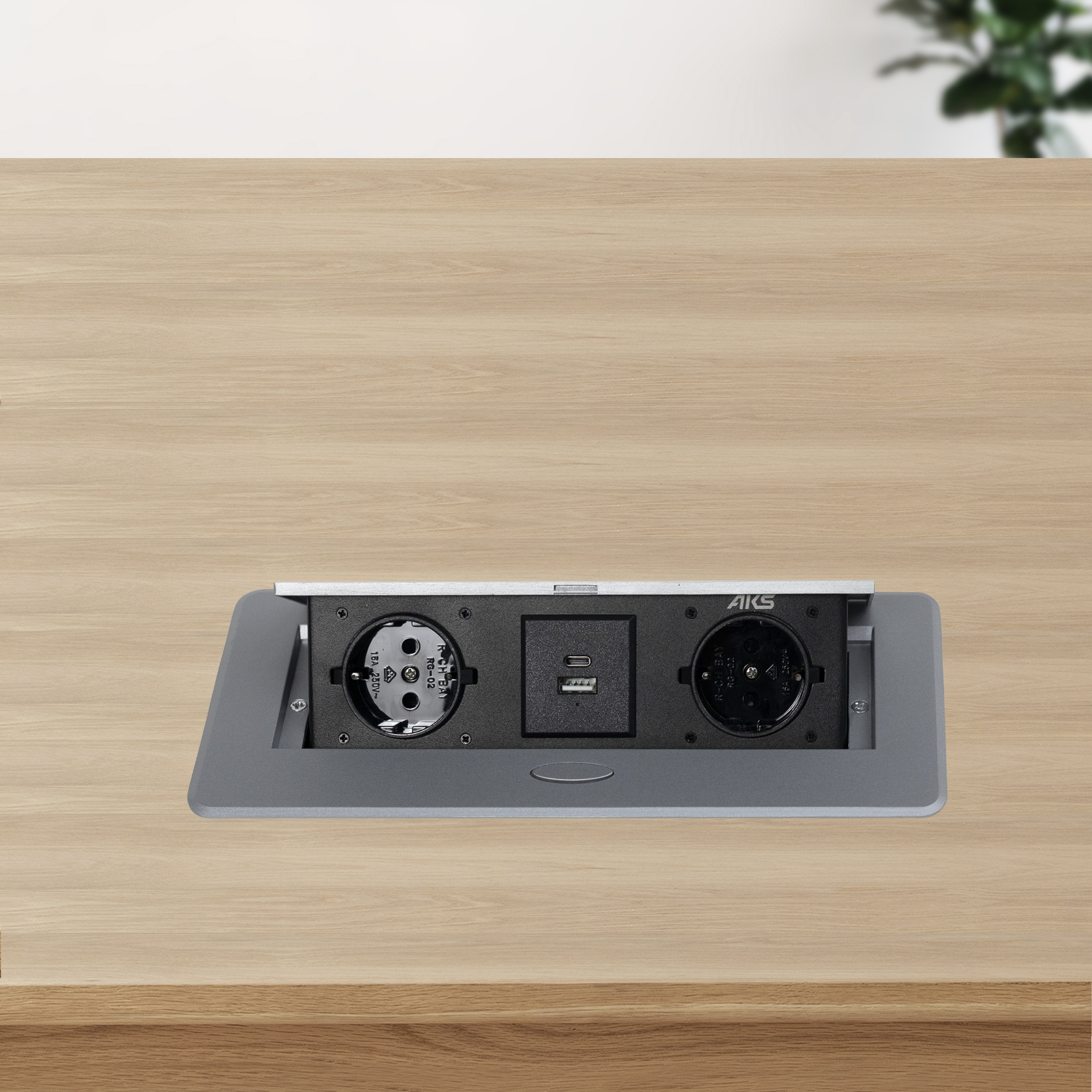 Выдвижной удлинитель Nova USB, 2 розетки, USB A + USB C, алюминий, AKS - изображение 5