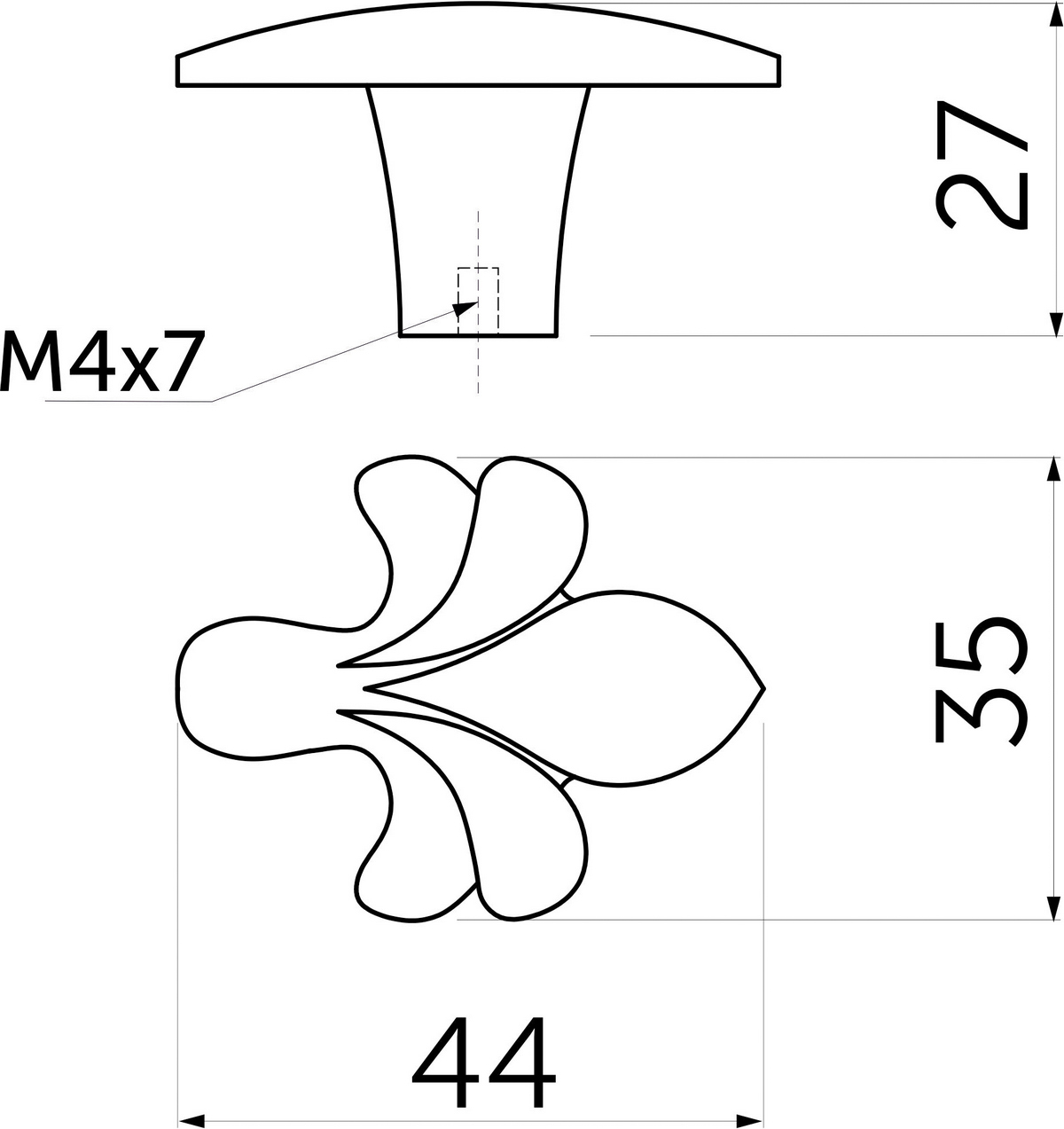 Furniture handle met button MILK silver white, AKS - Image 2