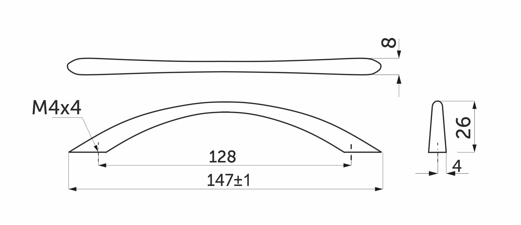 Furniture handle bracket met. UP81 128 chrome, AKS - Image 2