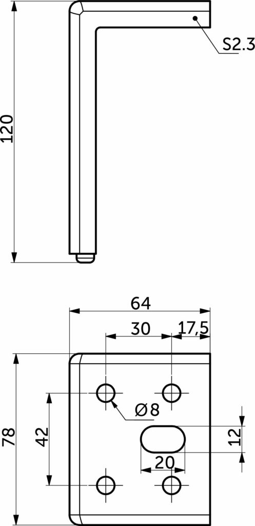 Furniture support meth WALL h120 matte gold AKS