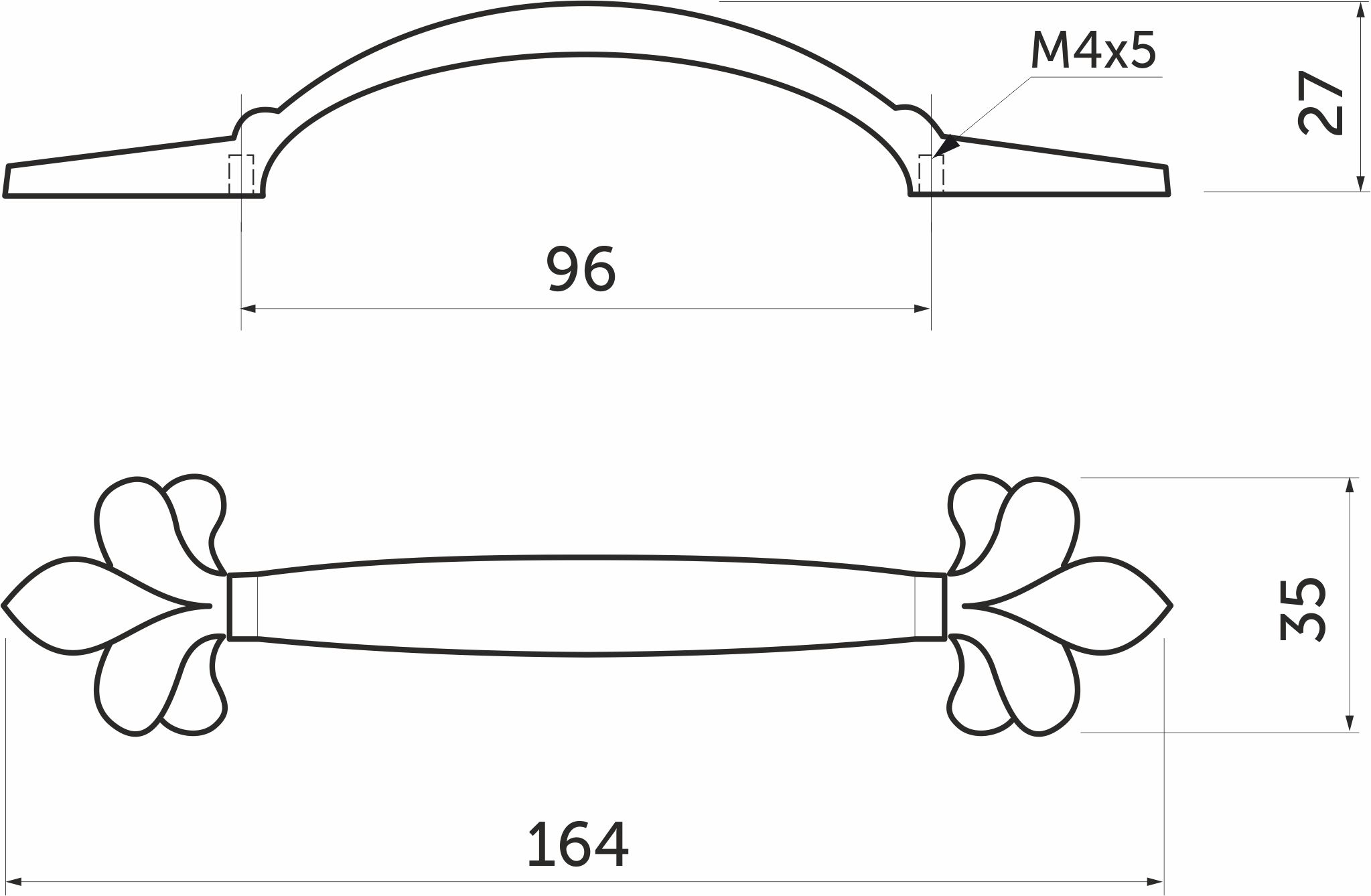 Furniture handle bracket met. MILK 96 gold+ white, AKS - Image 2