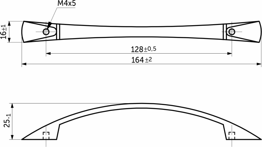 Furniture handle bracket met. UN90 128 satin GRIDLI