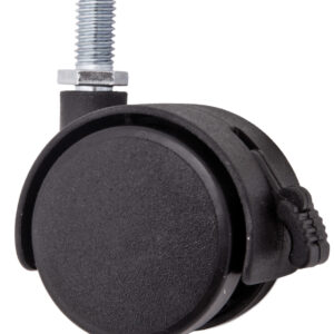 Furniture wheel plast. d50 with M8 screw with brake, black AKS - Image 3