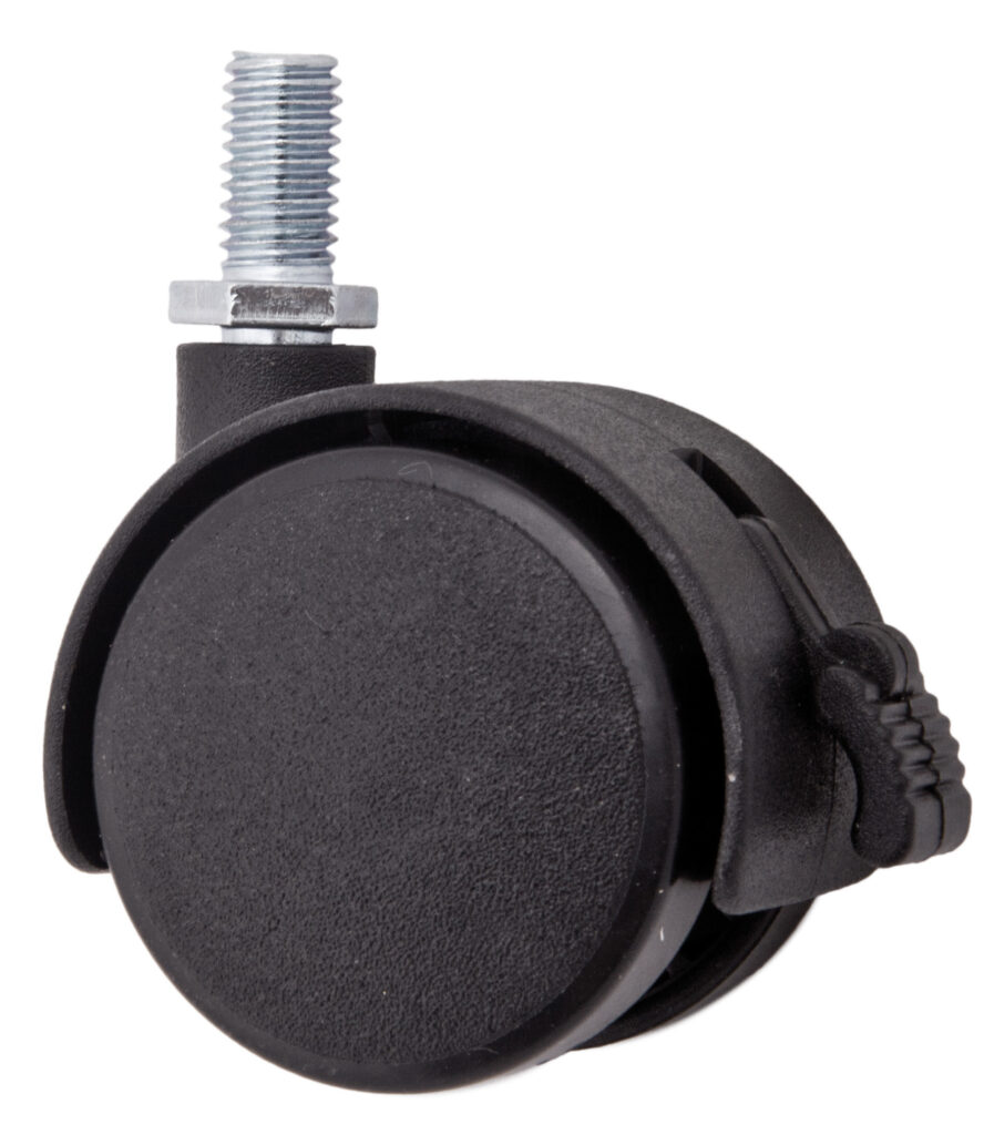 Furniture wheel plast. d50 with M8 screw with brake, black AKS
