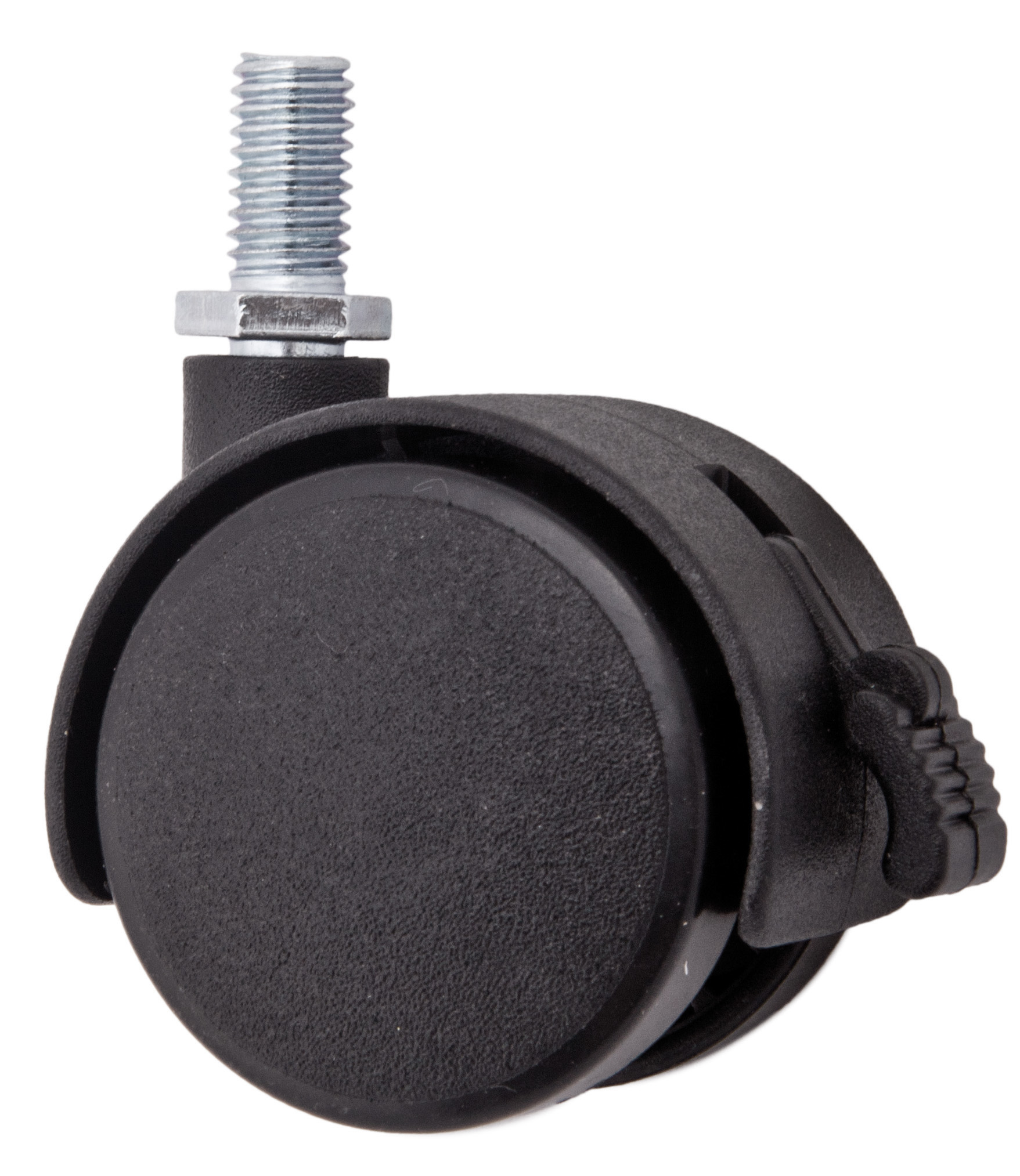 Furniture wheel plast. d50 with M8 screw with brake, black AKS - Image 3