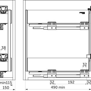 Pull-out cargo basket 150 ICON mounted side/left, graphite PRIME by AKS - Image 2