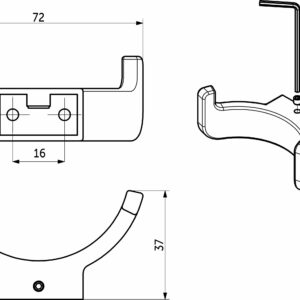 Furniture hook two-horn met. BAR black matte AKS - Image 2