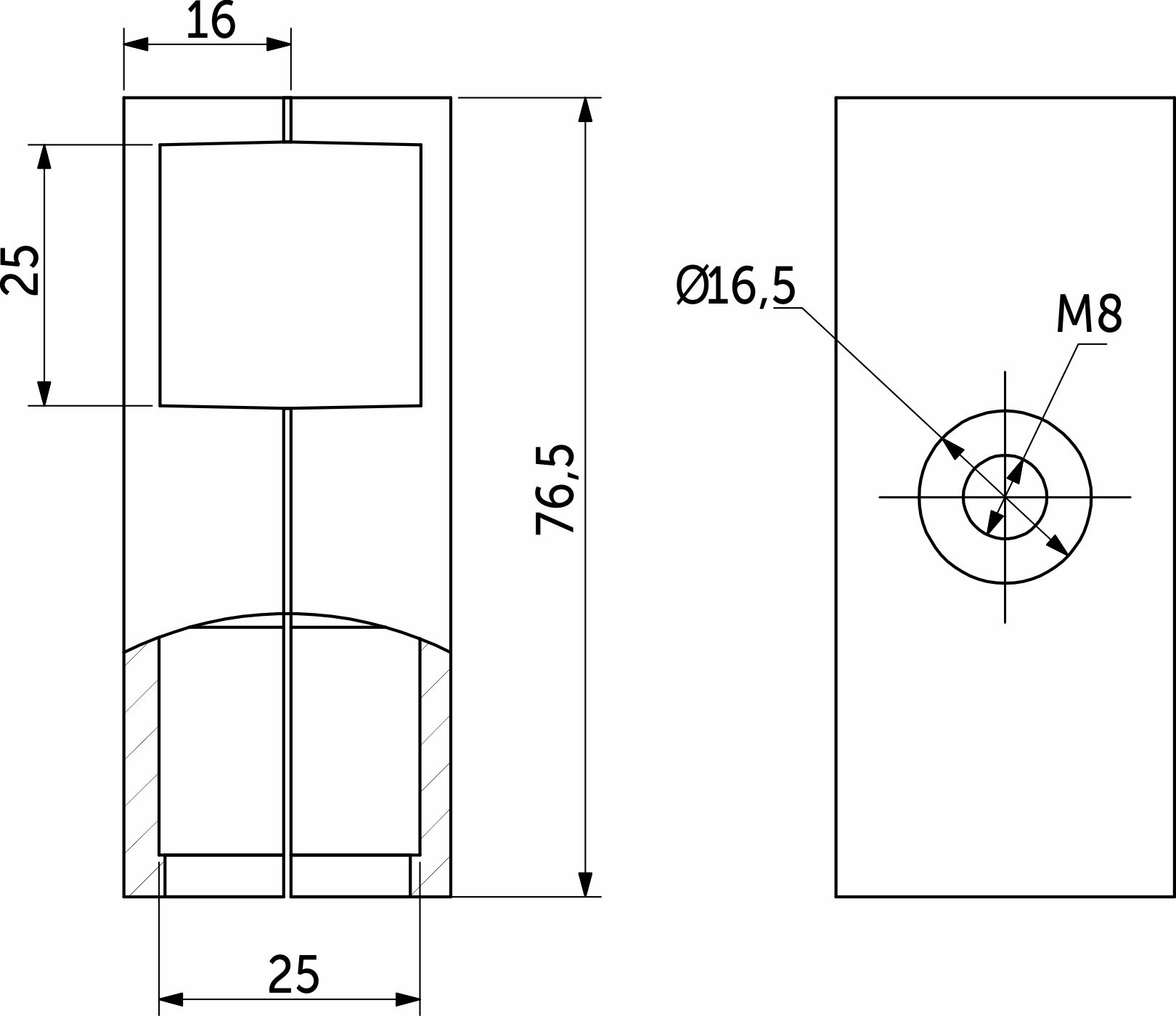 Connector of 2 pipes for square. pipes 25*25 QUADRO, black AKS - Image 2