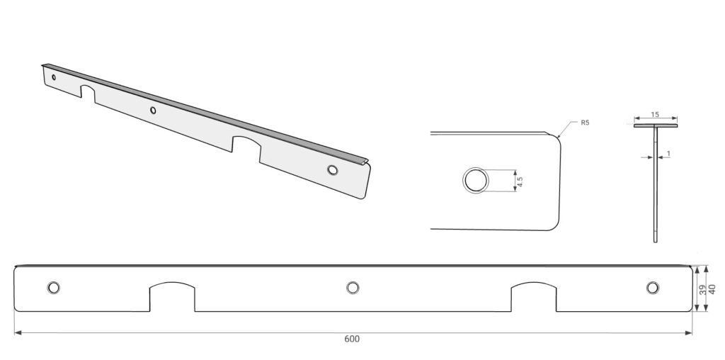 Планка соединительная к столешнице 38 Egger с открытым торцом алюминий AKS
