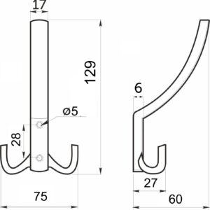 Furniture hook three-horn met. WP14 chrome GRIDLI - Image 2
