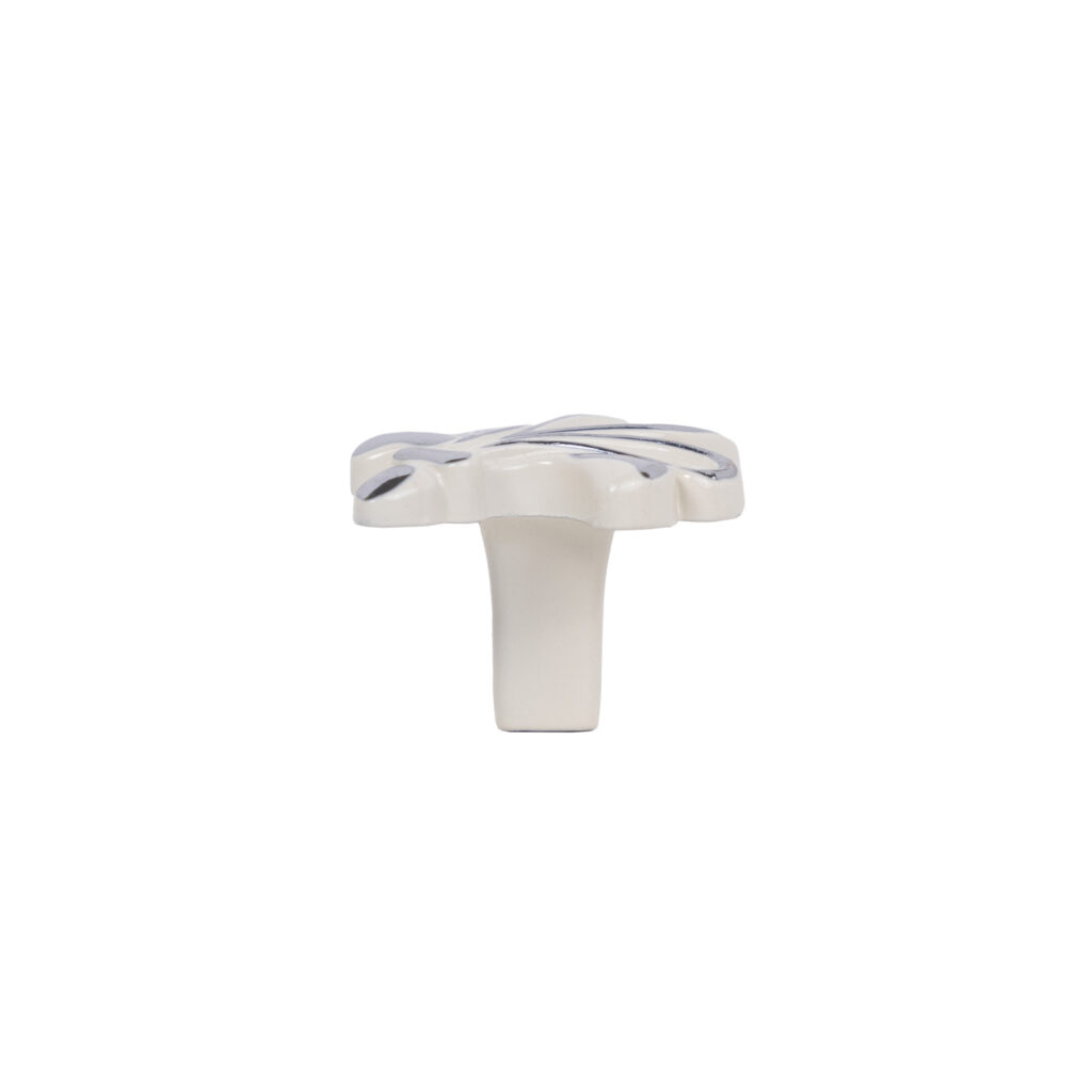 Furniture handle met button MILK silver white, AKS