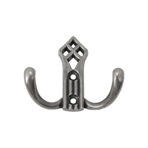 Furniture hook two-horn met. PALAZZO antique silver AKS - Image 3