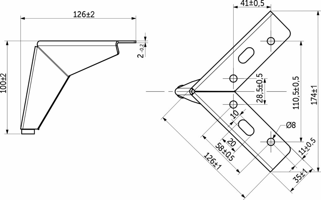 Furniture support meth HELLY h100 corner matte gold AKS