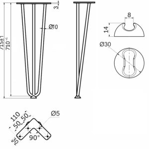 Furniture support FLASH h715, white (without screws) AKS - Image 2
