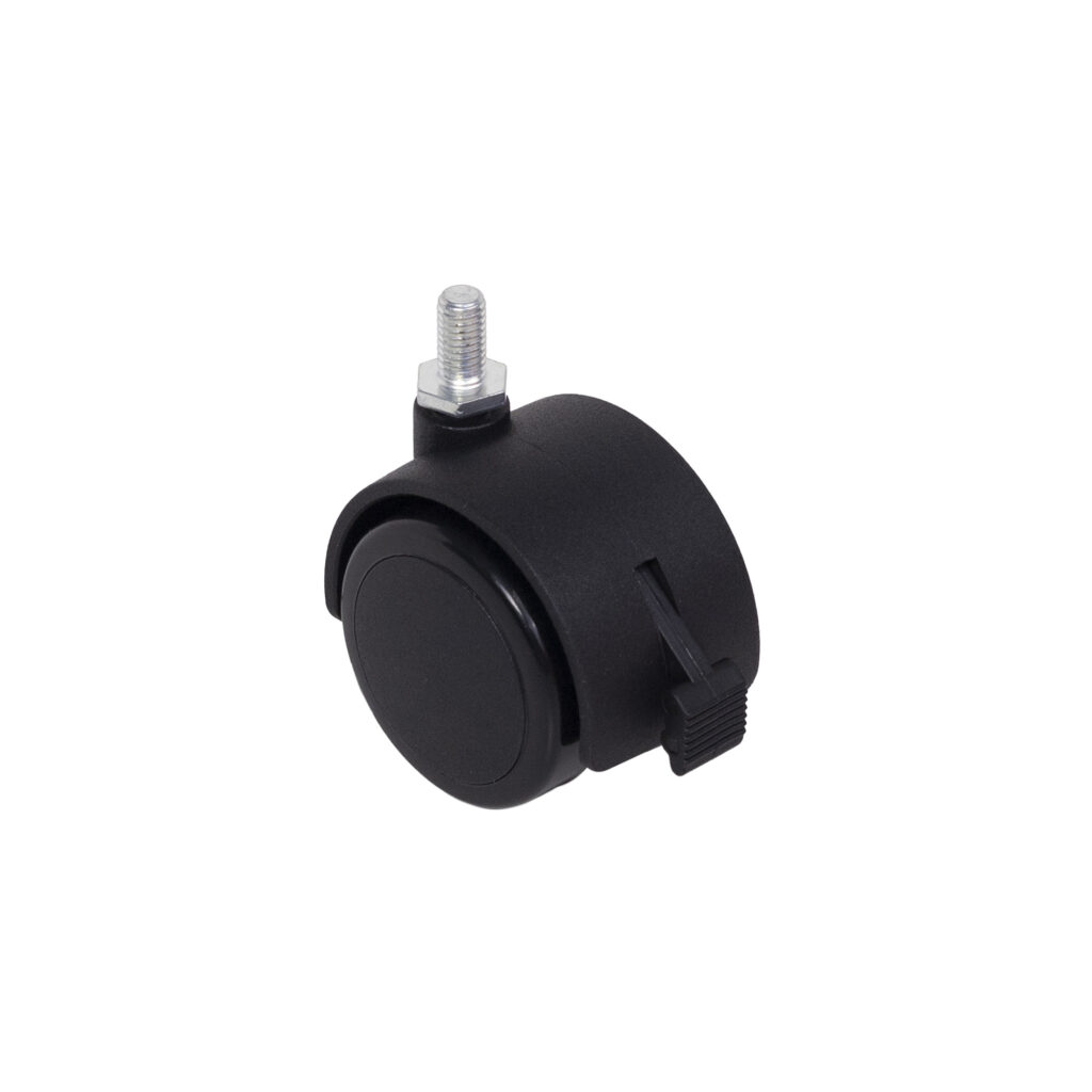Furniture wheel plast. FURNI d50 with M8 screw with brake, black AKS