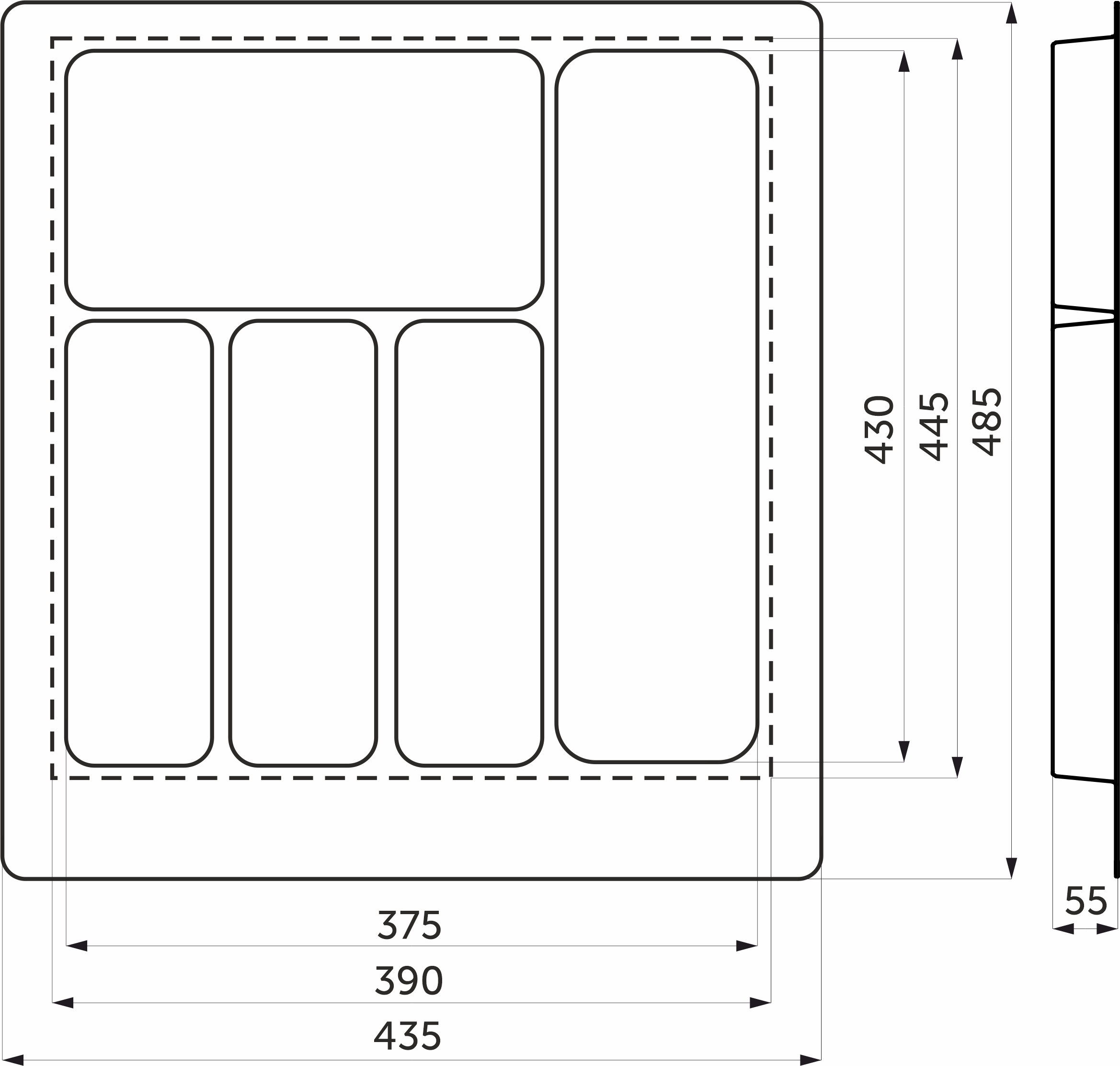 Лоток для столовых приборов 500 PIXEL 435*485, графит AKS - изображение 2