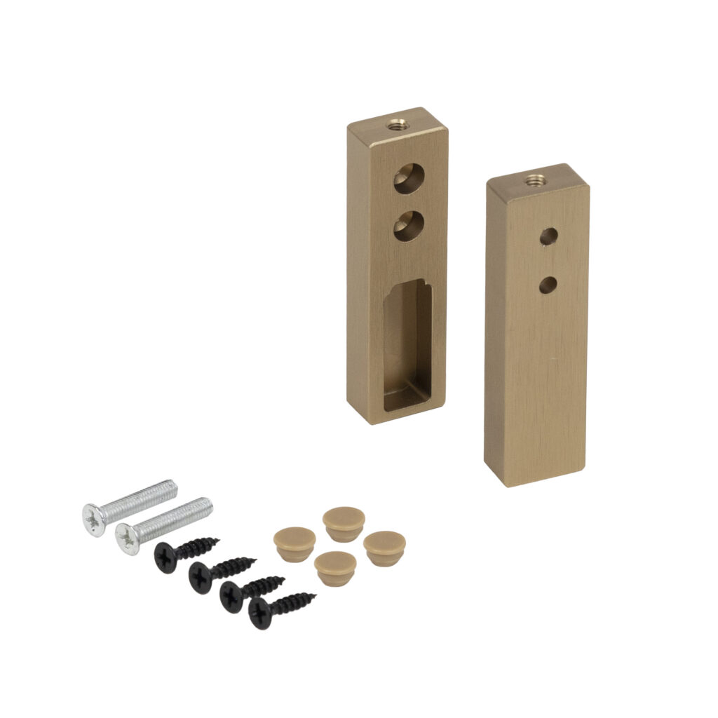Rectangular wardrobe rod holder. FAME/1 end, brass brush AKS