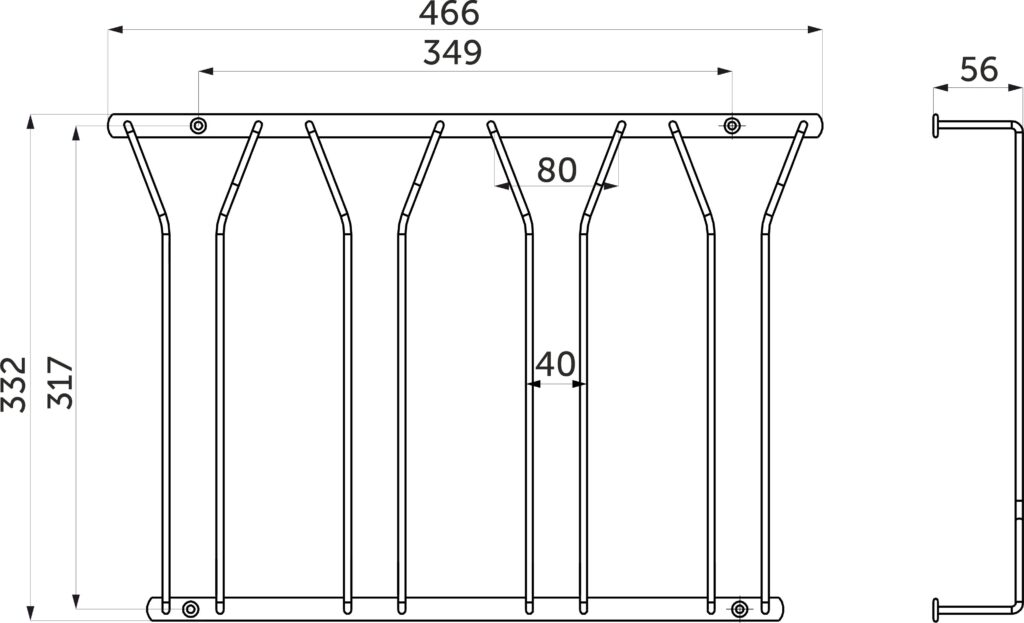 NORWIG four-row hanging glass holder, white AKS