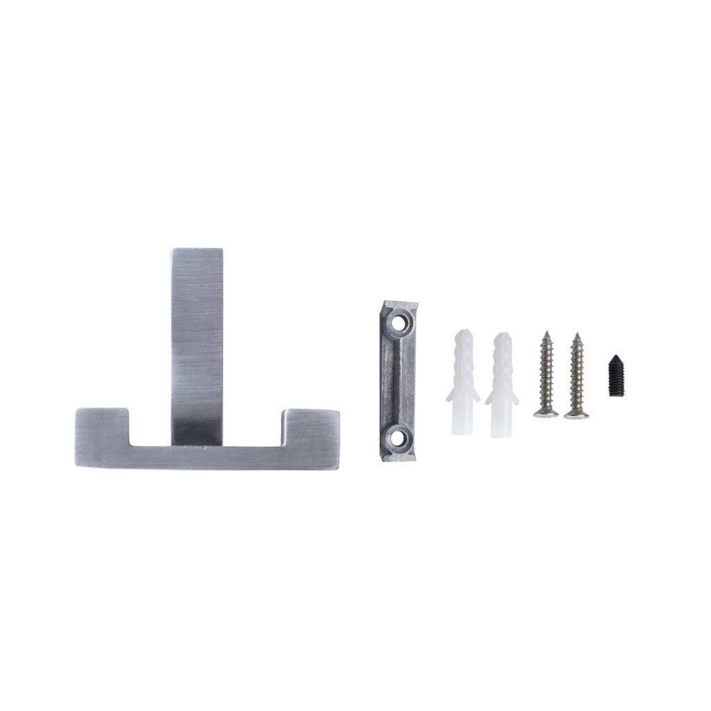 Furniture hook two-horn met. LEGGO brushed titanium AKS