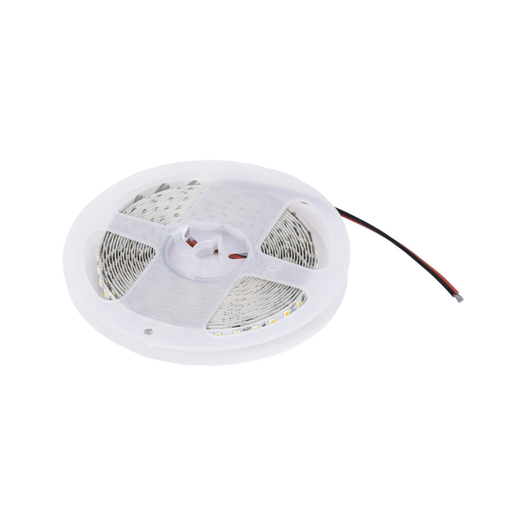 შუქ-დიოდური ლენტი - 9.6W/m, 12V, 8მმ, 2835, 120 დ/მ, IP20, ნეიტრალური თეთრი (4000K), CRI>80, 1100 Lm, 5მ, AKS