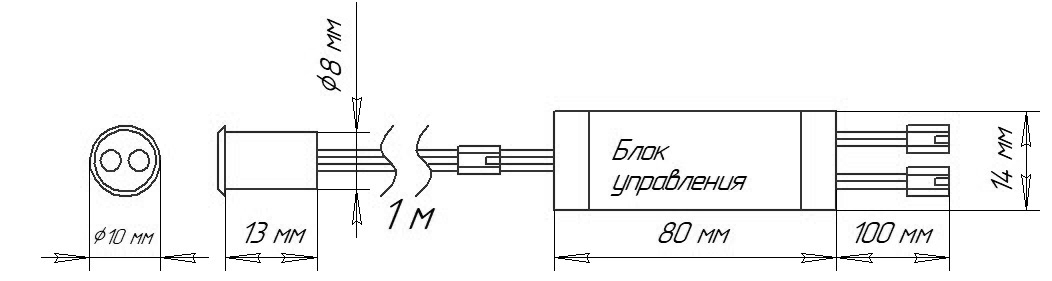 Выключатель бесконтактный на преграду, накладной/врезной, 12/24V, 60W/100W, D8мм, белый, AKS - изображение 2