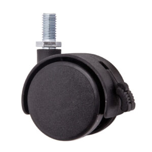Furniture wheel plast. d50 with M8 screw with brake, black AKS - Image 1