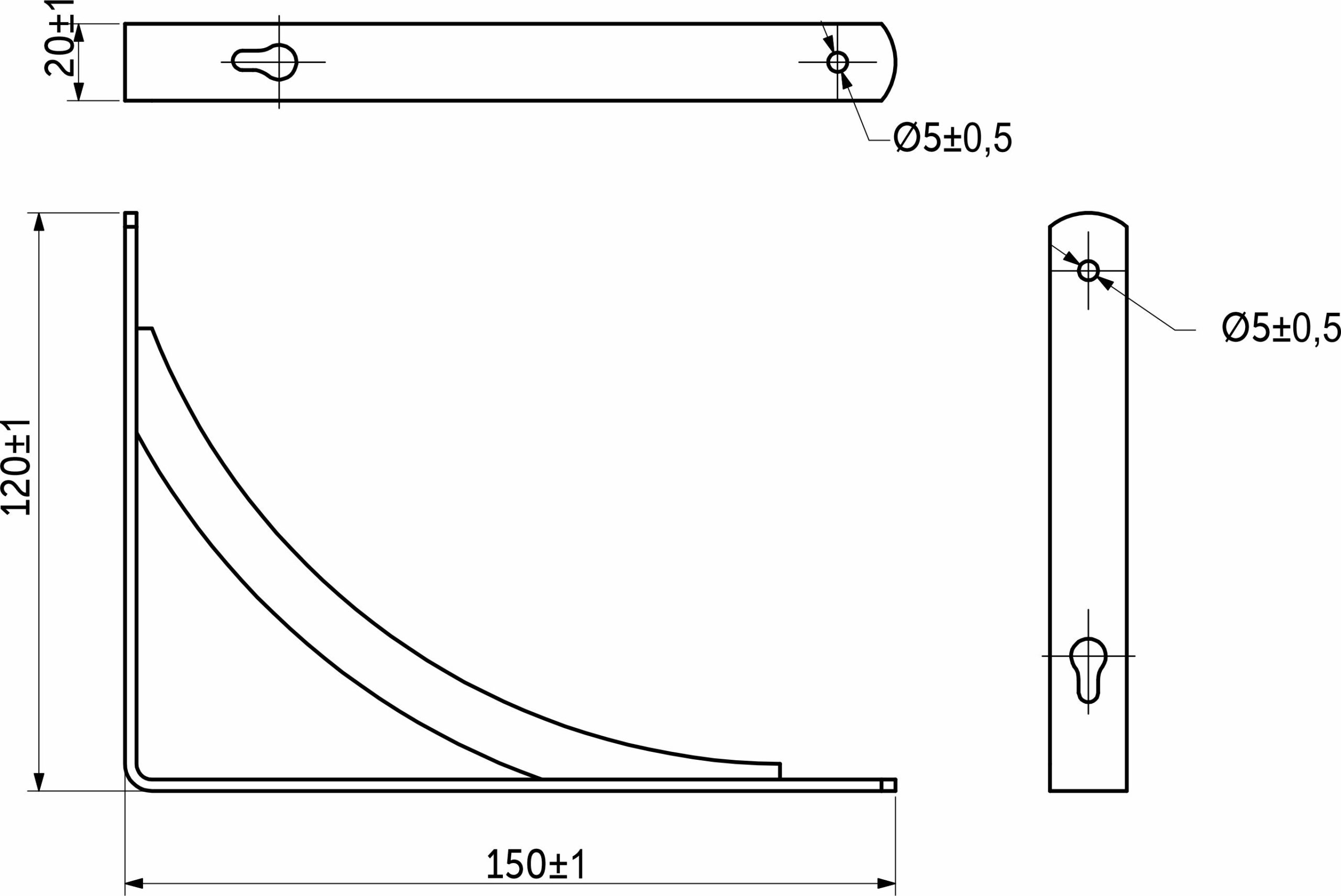 Shelf holder met. KOMETA 150*120*20*3, black AKS - Image 2